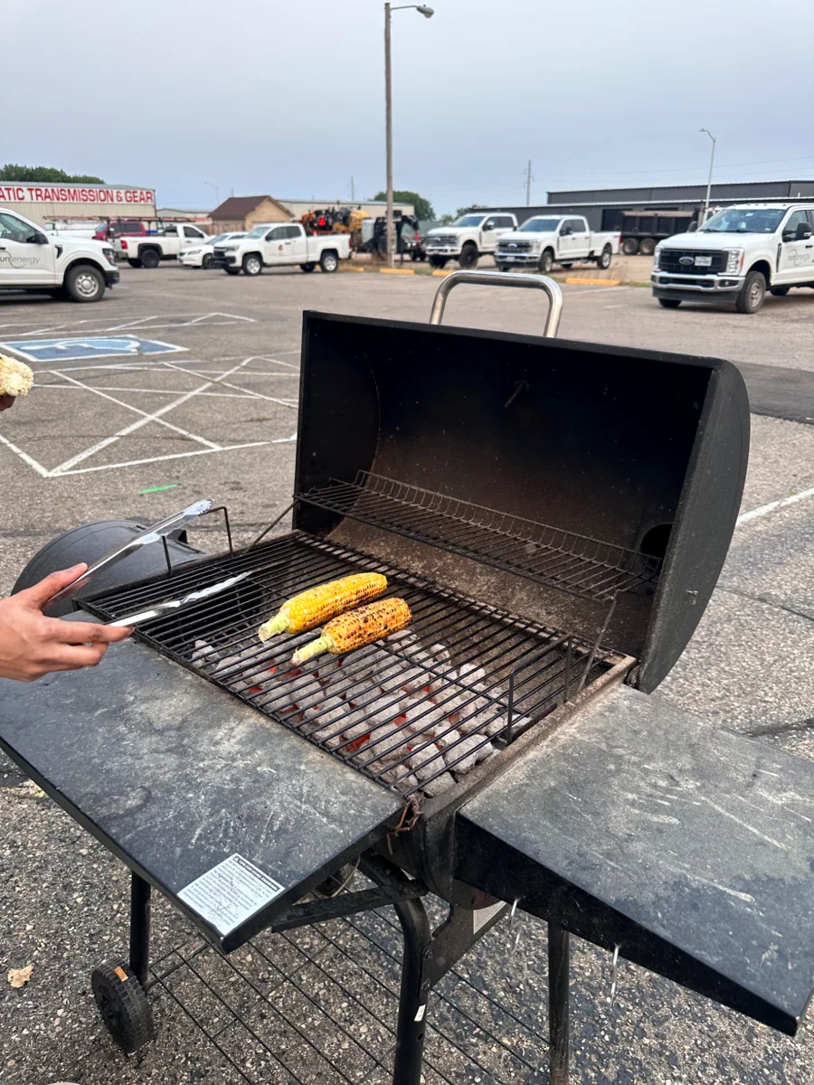 Outdoor barbecue and parking